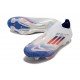 Korki adidas F50+ FG Biały Niebieski Czerwony