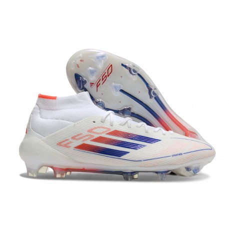 Buty adidas F50 Elite Mid FG Biały Czerwony Niebieski