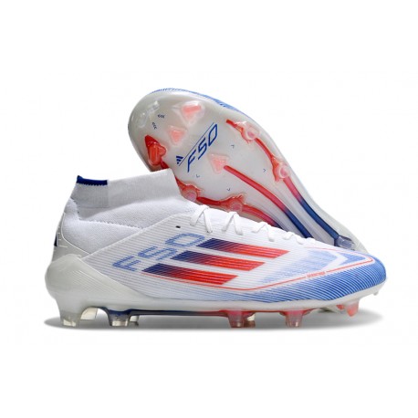 Buty adidas F50 Elite Mid FG Biały Czerwony Niebieski
