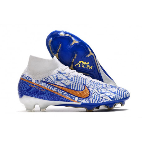 Nike Air Zoom Mercurial Superfly 9 Elite FG Biały Niebieski Złoto